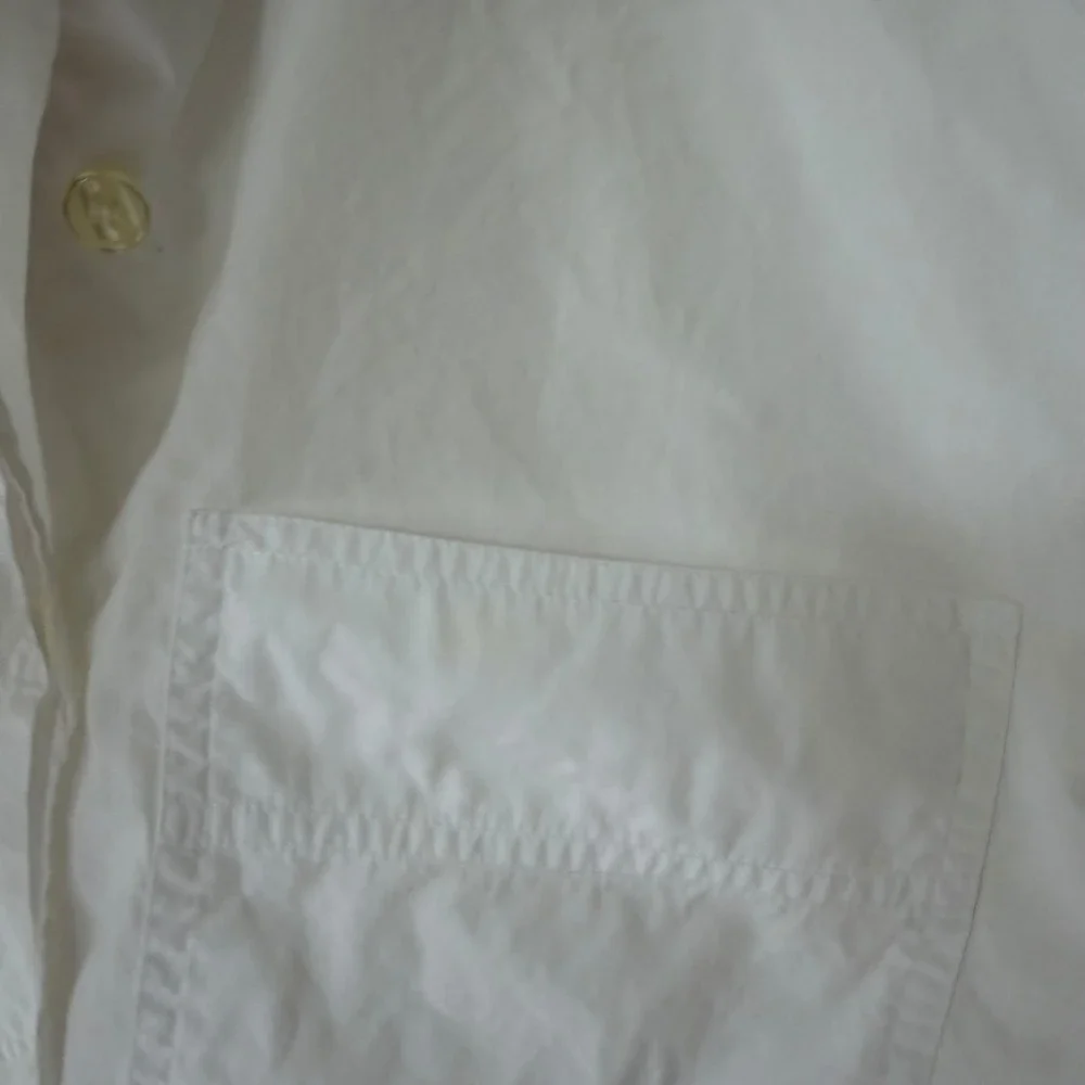 90's Lizsport White Cotton Button Down Long Sleeve Shirt Pocket Size L - Picture 3 of 7